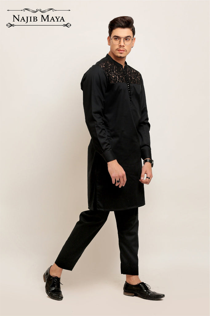 Black Elegant Kurta Pajama For Men's