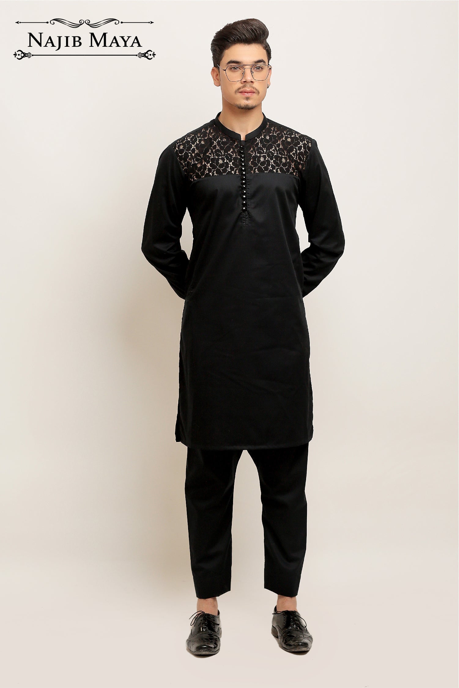 Black Elegant Kurta Pajama For Men's Main image