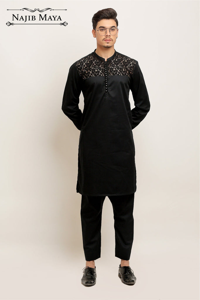 Black Elegant Kurta Pajama For Men's