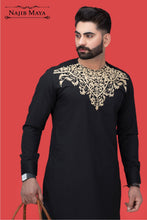 Load image into Gallery viewer, Black Front Embroidered Kurta Pajama For Men&#39;s