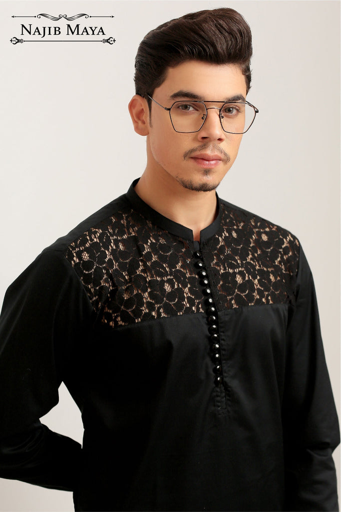 Black Elegant Kurta Pajama For Men's