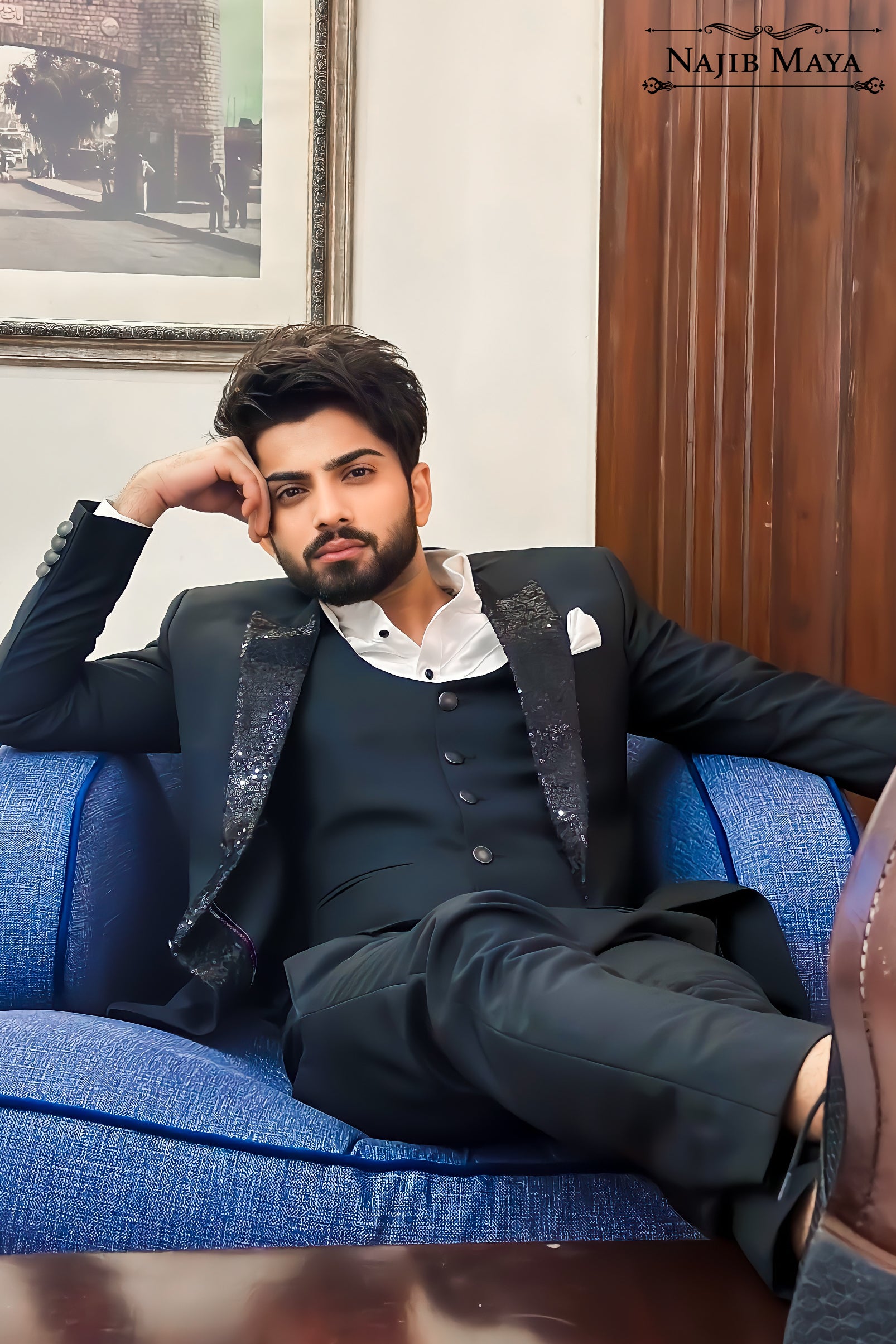 Black Texaco 3 Piece Suit For Men's Secondary image