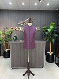 Light Purple Embroidery Waistcoat For Men's