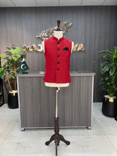 Load image into Gallery viewer, Red Plain Waistcoat For Men&#39;s