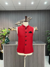 Load image into Gallery viewer, Red Plain Waistcoat For Men&#39;s