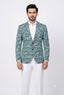 Royal Blue Printed Casual Coat For Men's