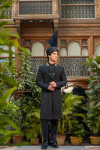 Black Embroidered Groom Sherwani with Premium Handwork