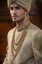 Mat Gold Embroidered Groom Sherwani