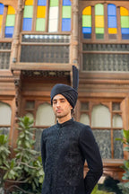Black Handwork Groom Sherwani