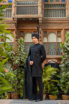 Black Handwork Groom Sherwani