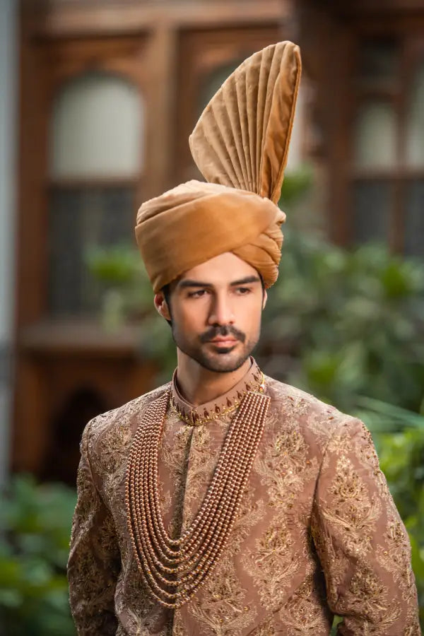 Copper Embroidered Groom Sherwani with Premium Handwork
