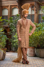 Copper Embroidered Groom Sherwani with Premium Handwork