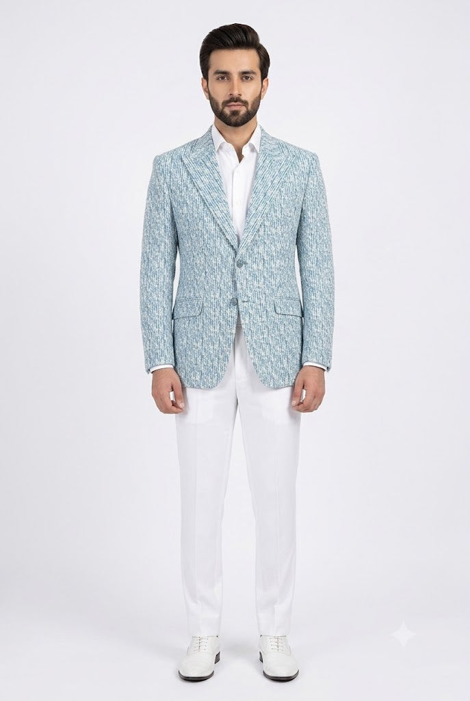 Sky Blue Stylish Casual Coat For Men's Main image