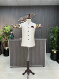 White Embroidery Waist Coat For Men's