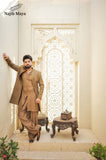 Beige Front Open Sherwani & Kurta With Bell Bottom Pajama For Men's