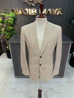 Yellow & Blue Lining Casual Coat For Men's