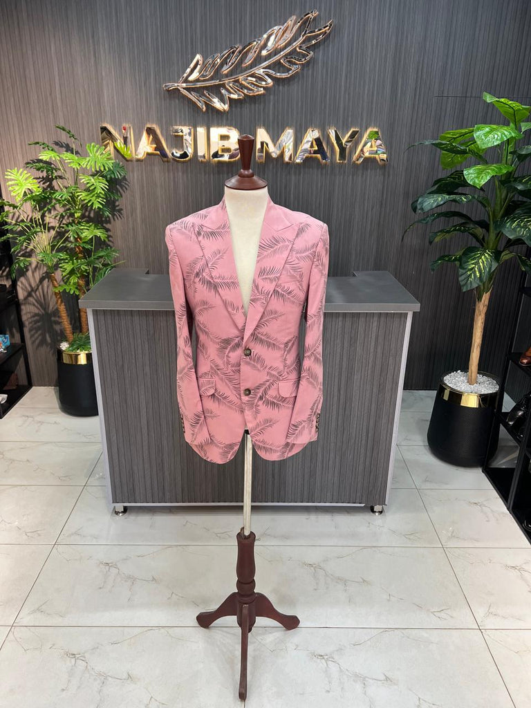 Pink Floral Casual Coat For Men's