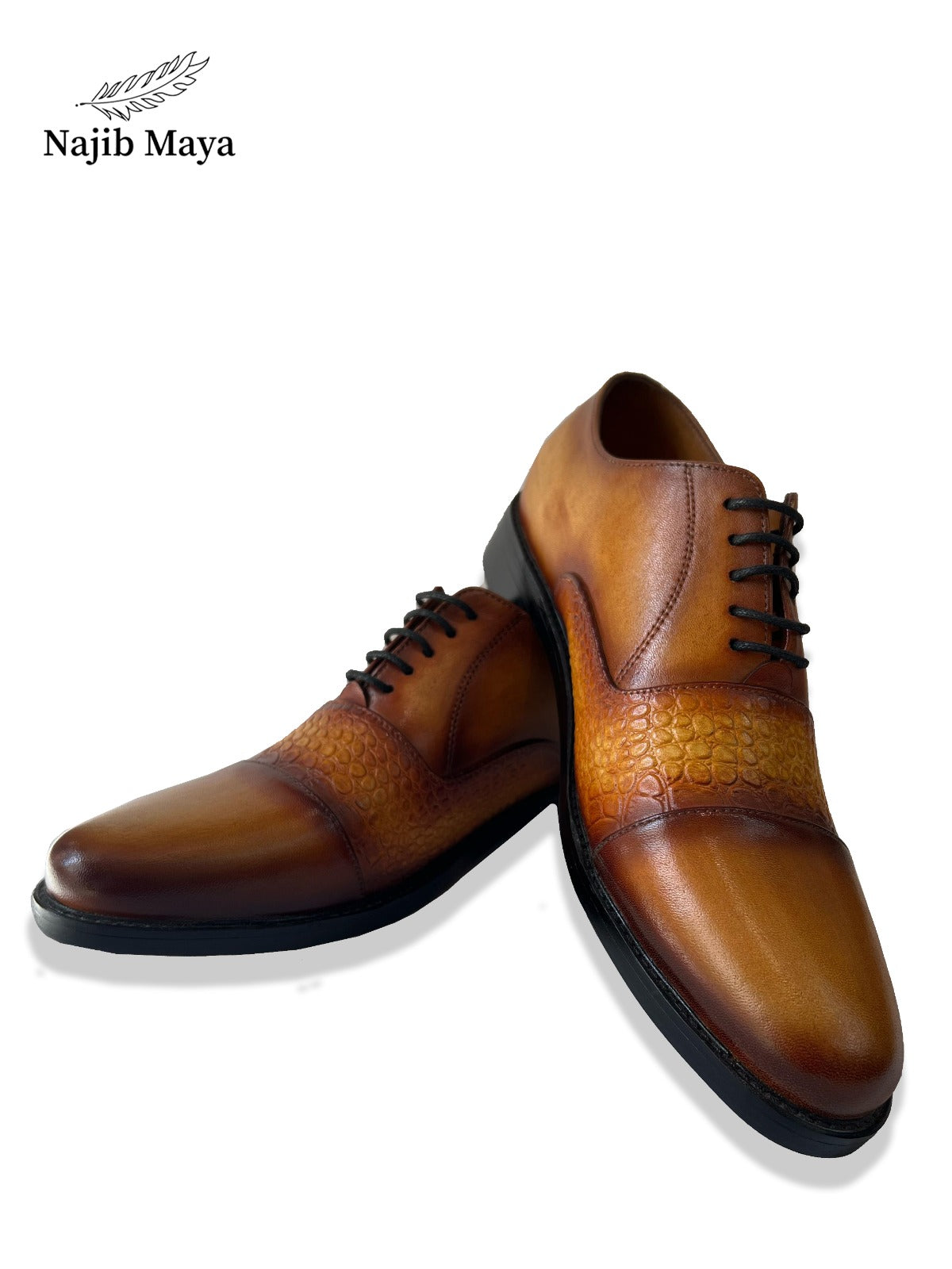 Luxury Brown Two Tone Shoes For Men's Secondary image