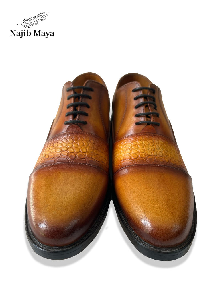 Luxury Brown Two Tone Shoes For Men's