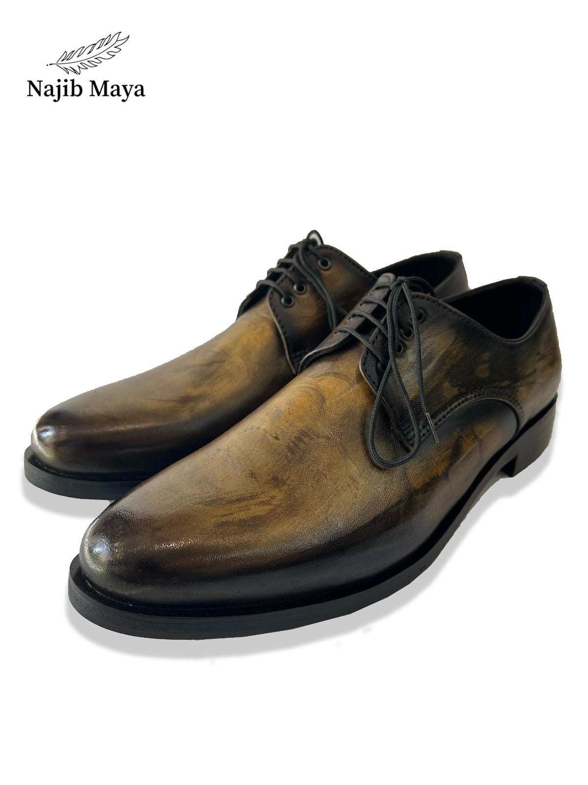 Derby Gold Black Shoes For Men's Main image