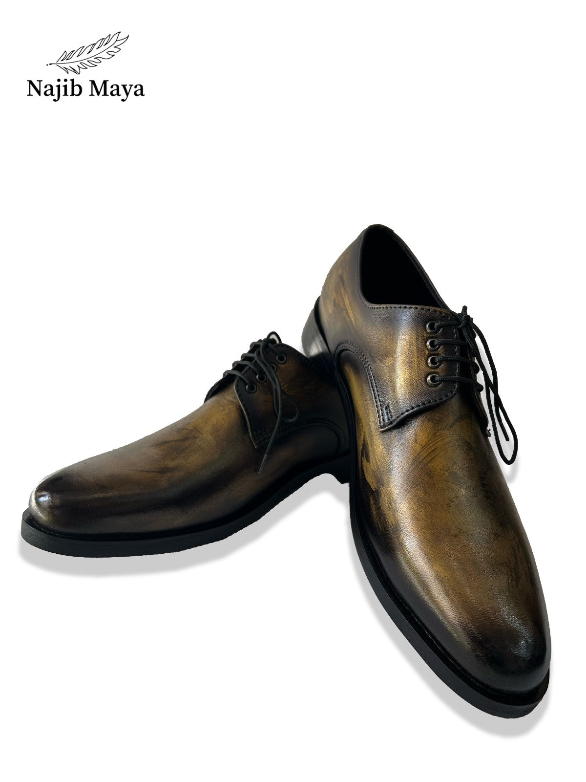 Derby Gold Black Shoes For Men's Secondary image