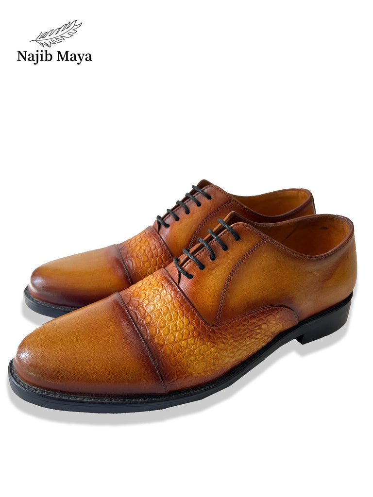 Luxury Brown Two Tone Shoes For Men's