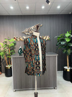 Black Multi Velvet Embroidered Prince Coat For Men's