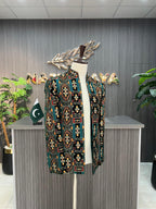 Green Multi Velvet Embroidered Prince Coat For Men's
