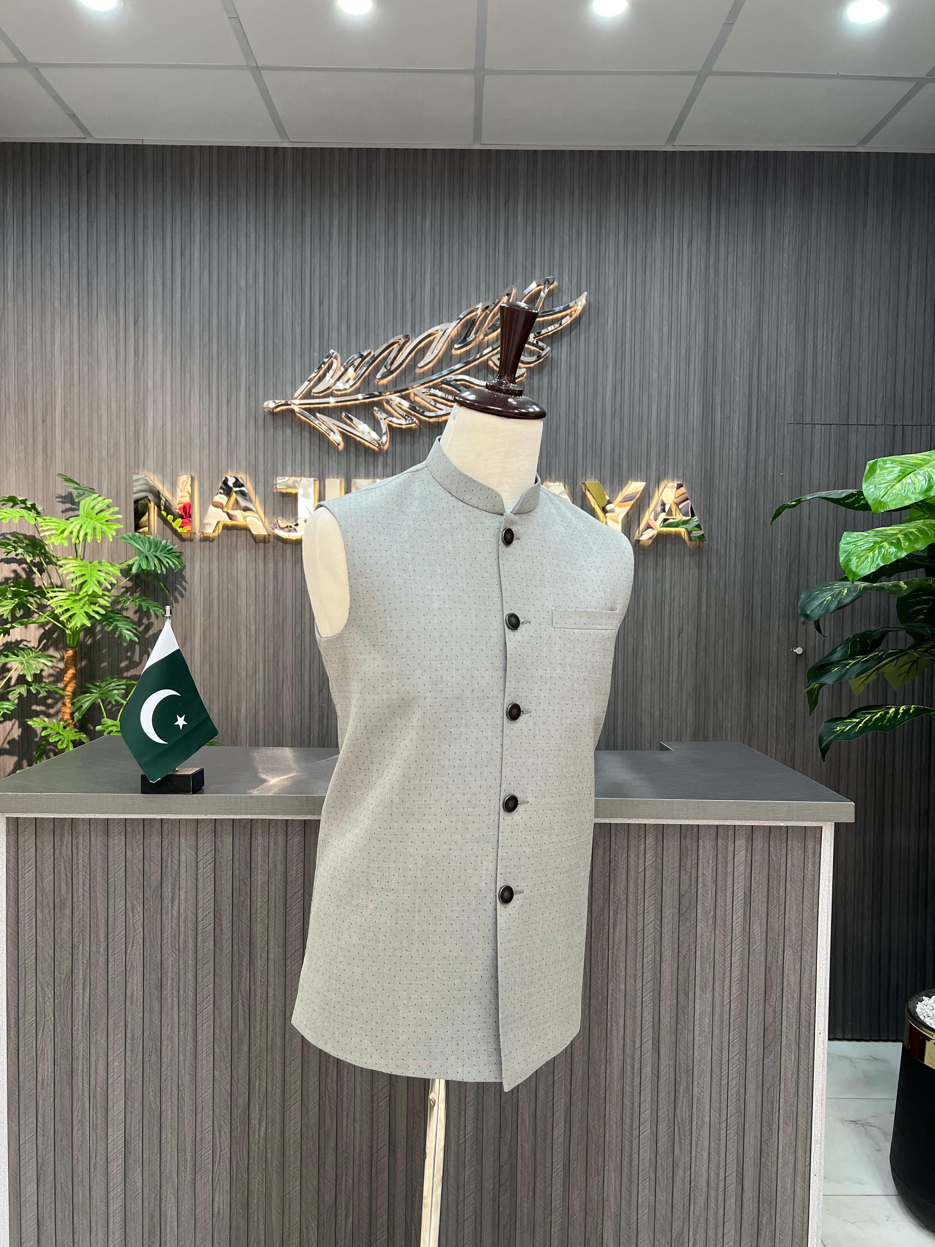 Grey Elegant Waist Coat For Men's