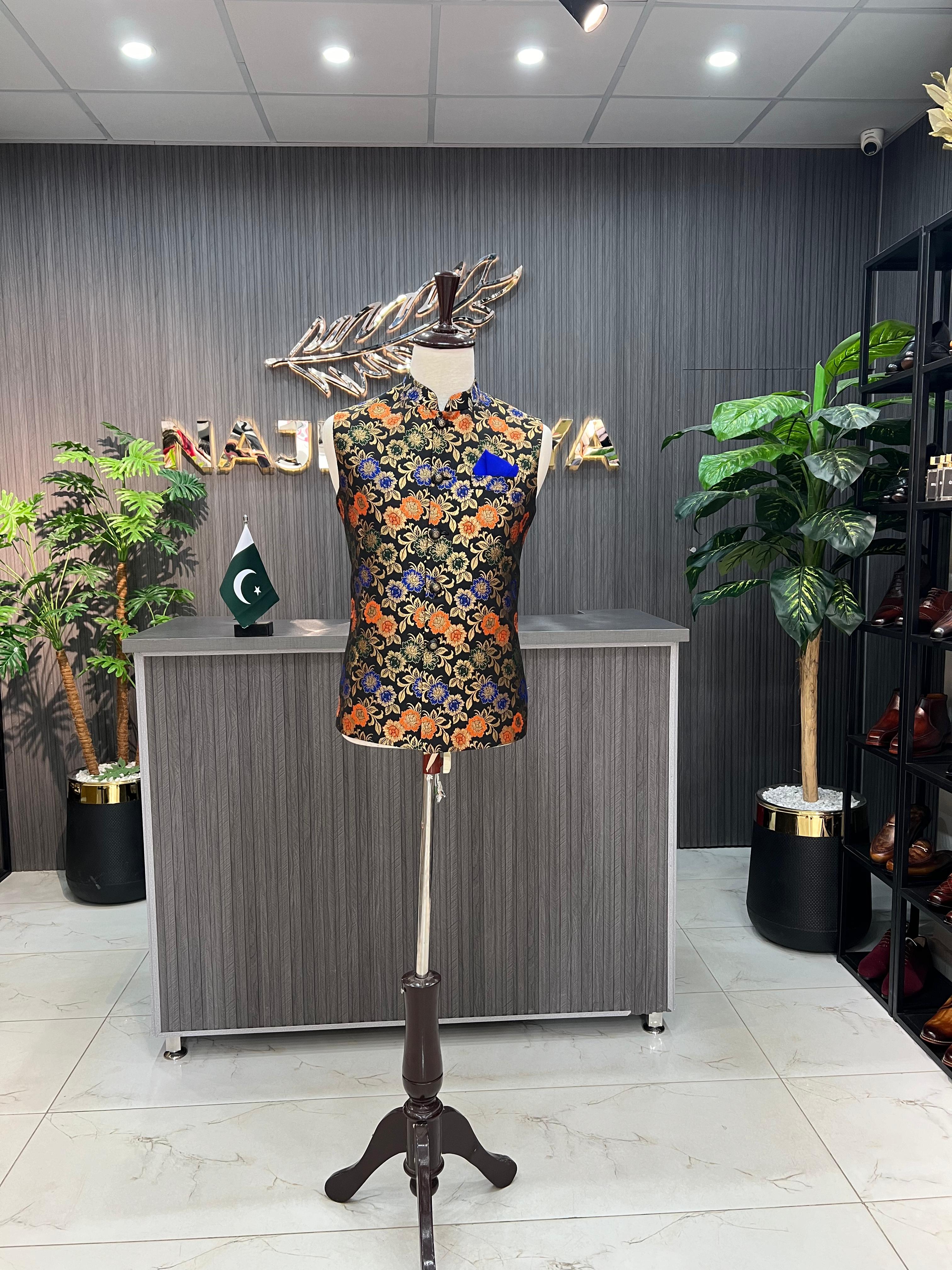 Multi Printed Waist Coat For Men's