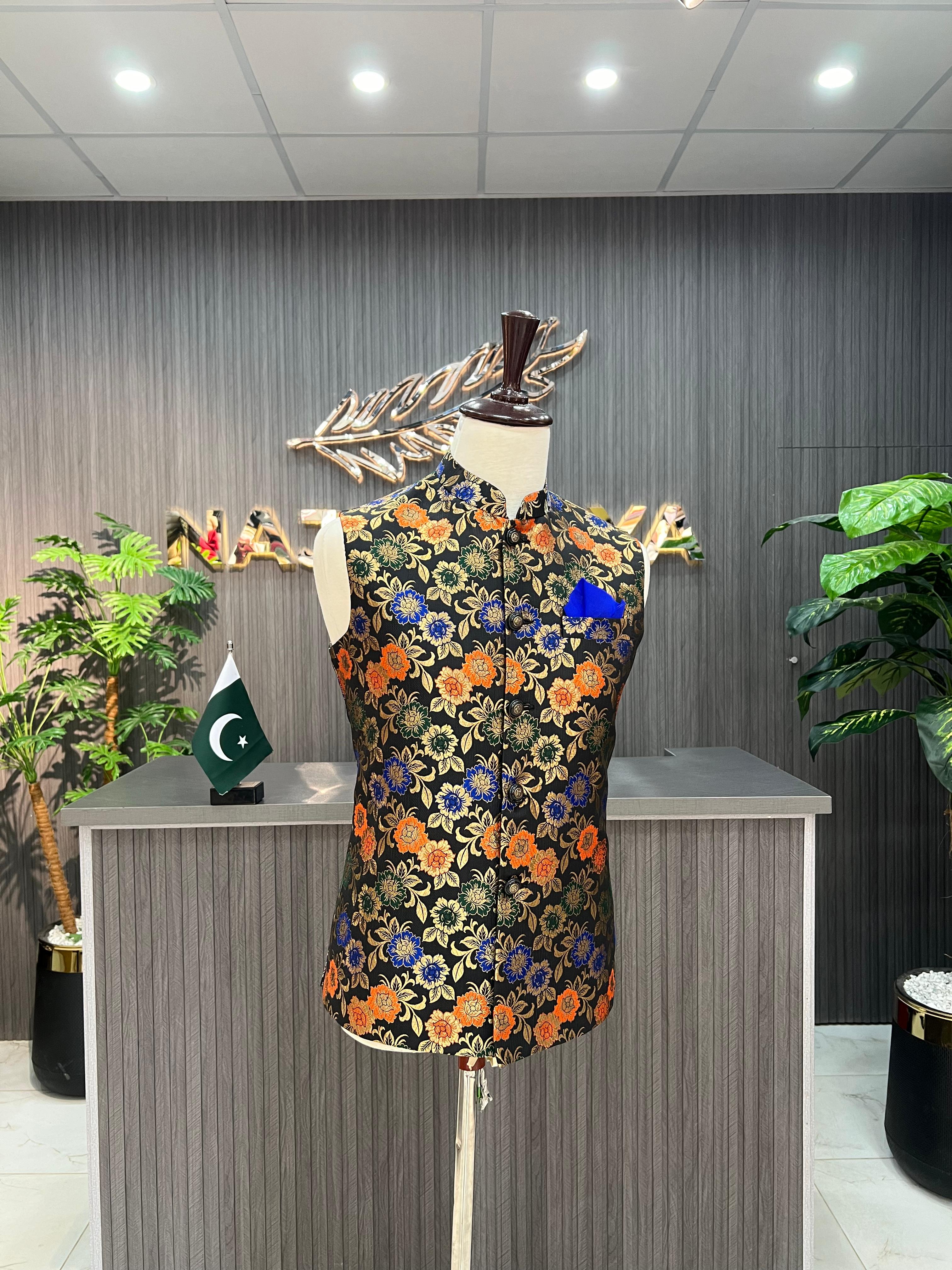 Multi Printed Waist Coat For Men's