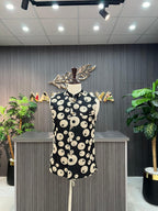 Black Printed Waist Coat For Men's