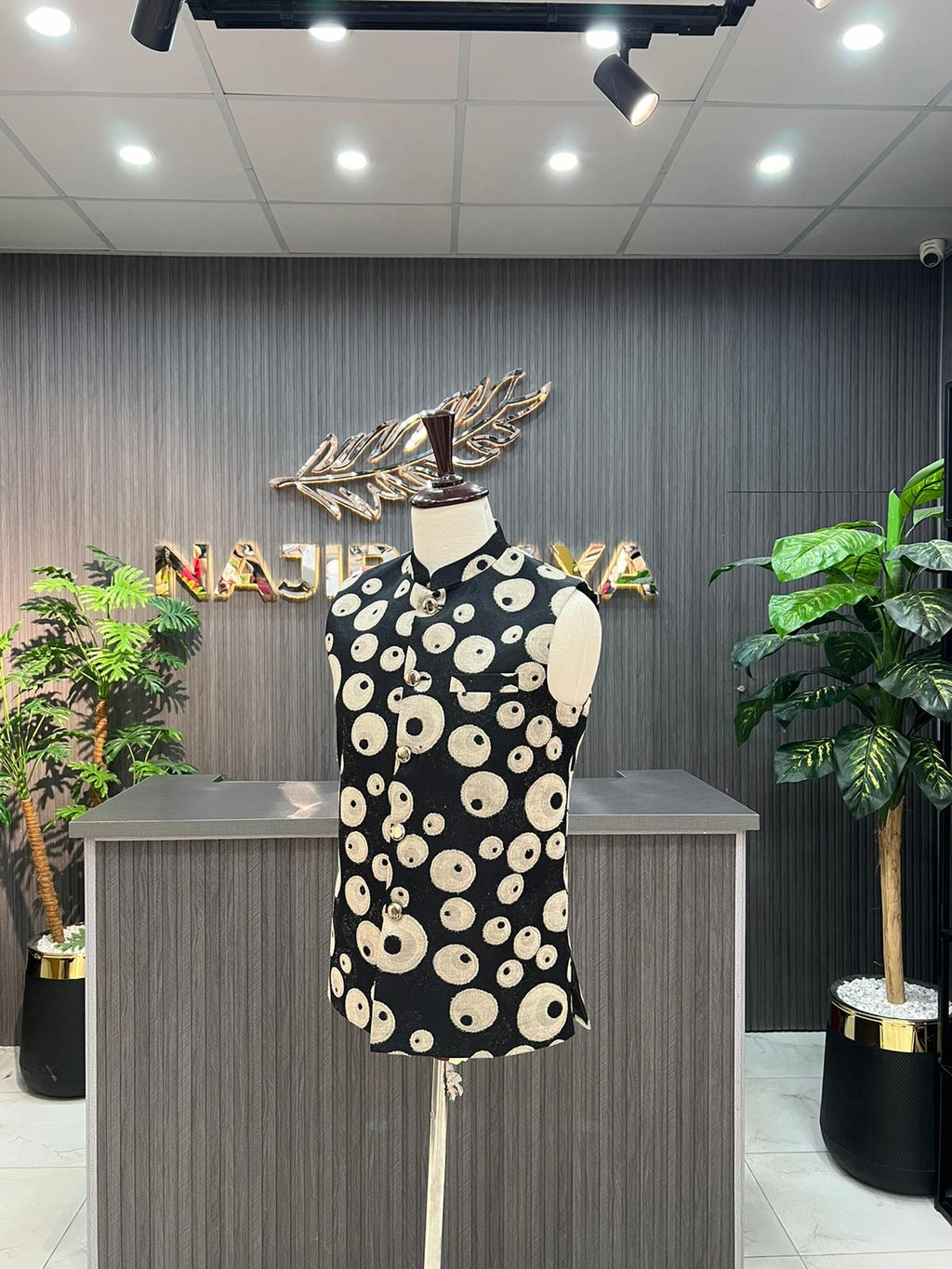 Black Printed Waist Coat For Men's