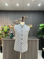 Grey Polka Dot Waist Coat For Men's
