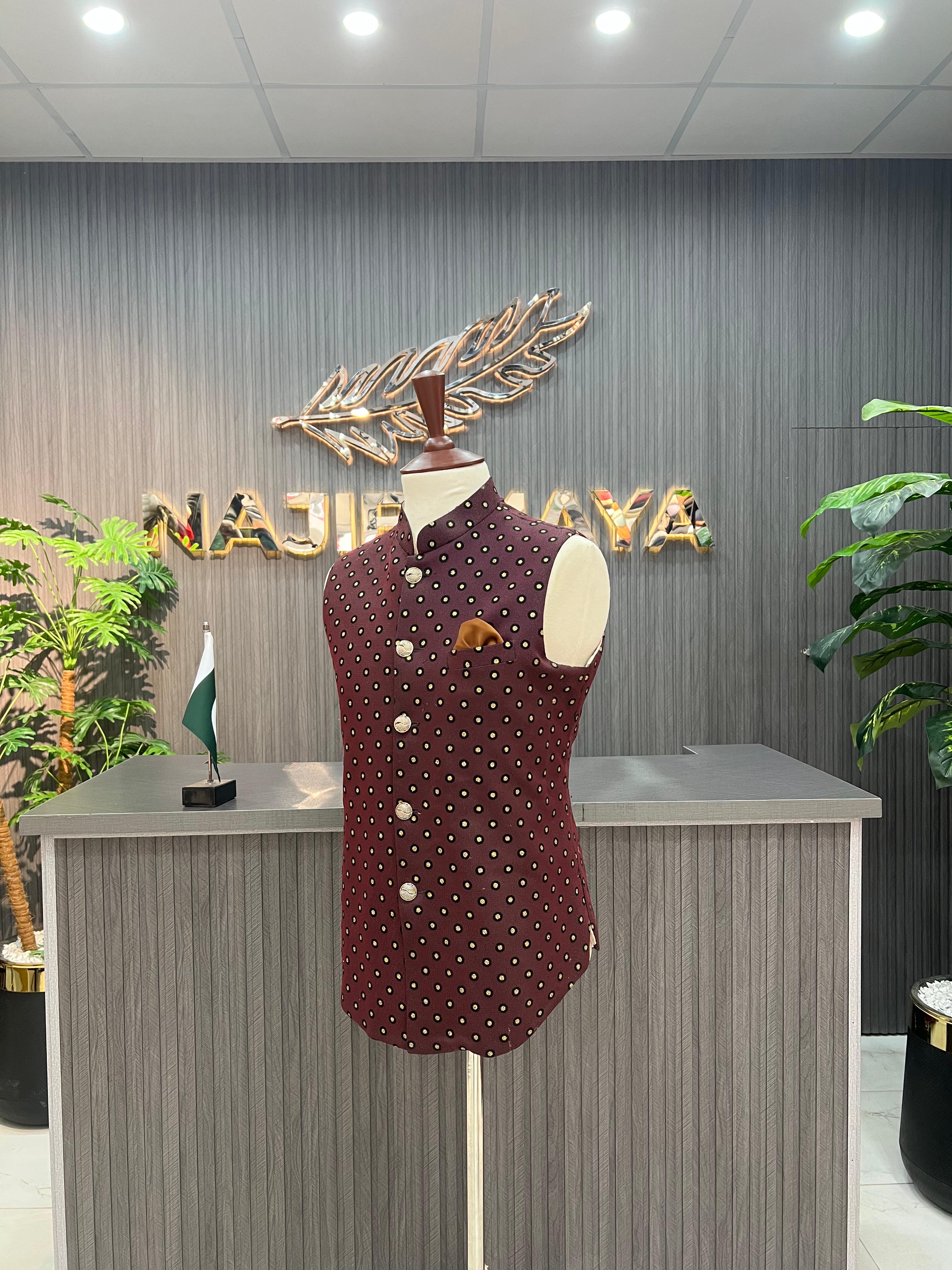 Maroon Waist Coat For Men's