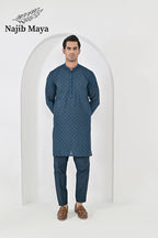 Till Blue Embroidered Kurta Pajama For Men's