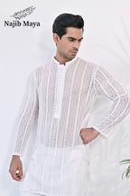 White Embroidered Kurta Pajama For Men's