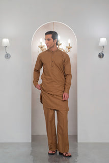 Mustard Kurta With Bell Bottom Pajama For Men's