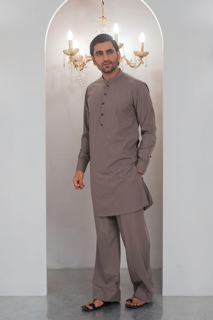 Grey Kurta With Bell Bottom Pajama For Men's
