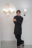 Black Kurta With Bell Bottom Pajama For Men's
