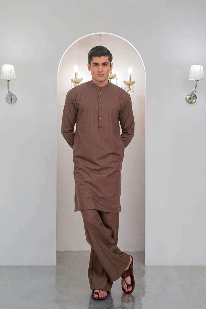 Brown Kurta With Bell Bottom Pajama For Men's