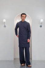 Load image into Gallery viewer, Navy Blue Kurta With Bell Bottom Pajama For Men's