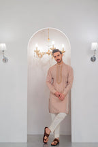 Mate Gold Front Handwork Kurta With Pajama For Men's