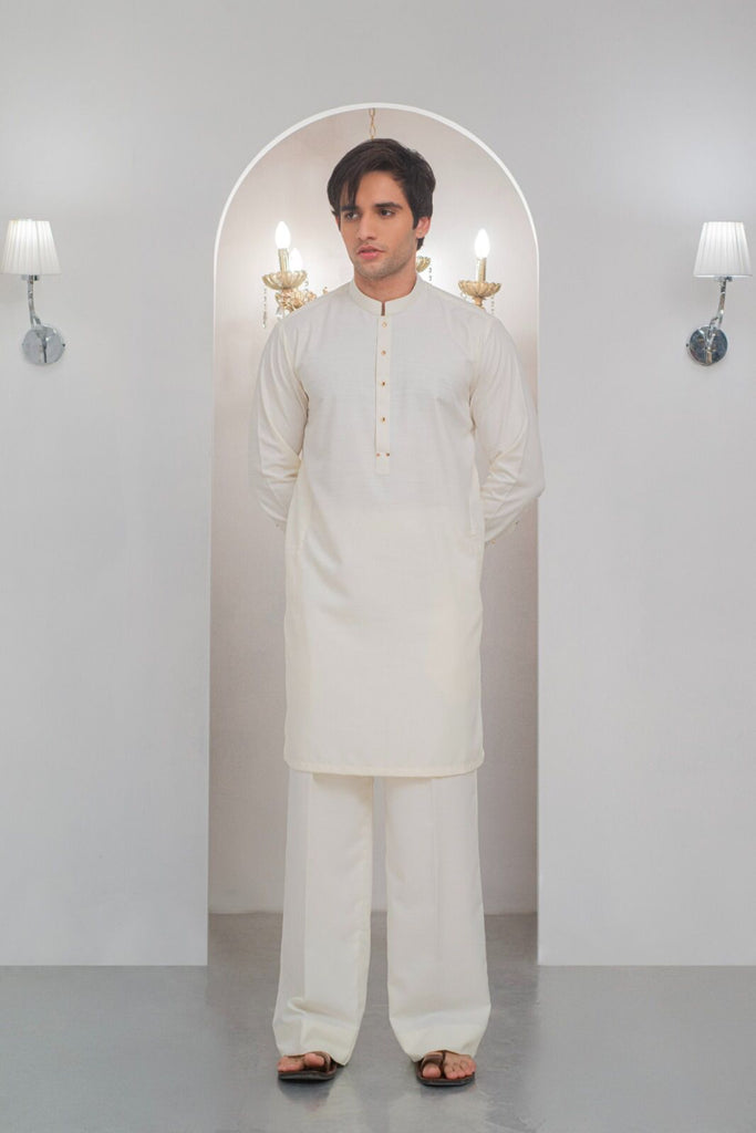 Cream Kurta With Bell Bottom Pajama For Men's