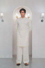 Load image into Gallery viewer, Cream Kurta With Bell Bottom Pajama For Men's
