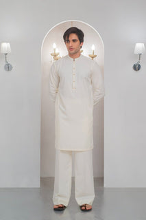 Cream Kurta With Bell Bottom Pajama For Men's
