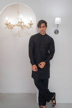 Black Kurta With Bell Bottom Pajama For Men's