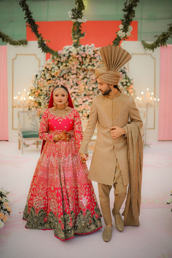 Beige Sherwani Full Hand Work For Men's