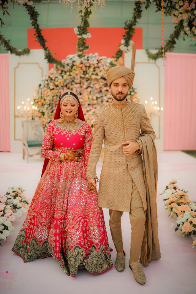 Beige Sherwani Full Hand Work For Men's