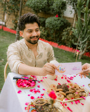 Load image into Gallery viewer, Mate Golden Embroidered Kurta With Bell Bottom Pajama For Men's